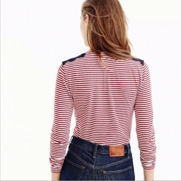 J. Crew red, white stripe long-sleeve jersey, Small - Picture 3 of 10